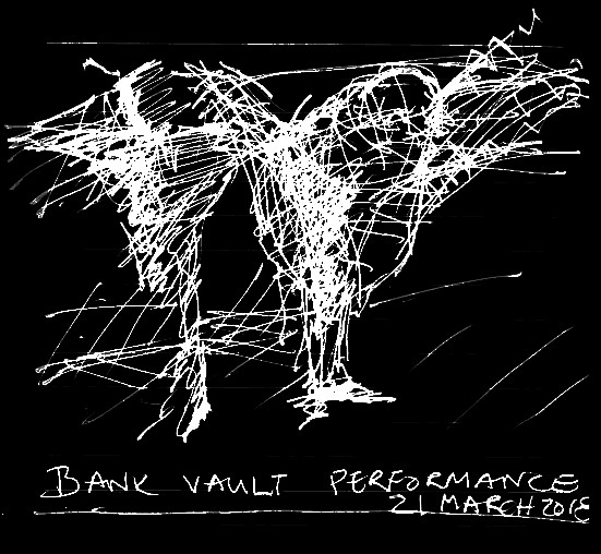 Sketch: impression of the bank vault performance on Tuesday 21 March 2018 at Common Ground