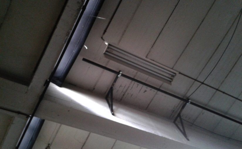 The ceiling of Hybrid Studios showing light entering the studio space.