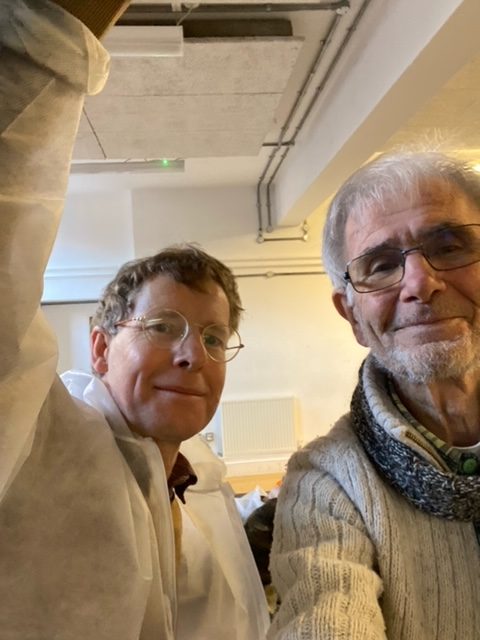 Artists and dance artists, Andrew Wood (left) and John Hazel (right) at the Old Fire Station dance studio, Oxford, UK on Tuesday 16 January 2024. Photo: John Hazel.