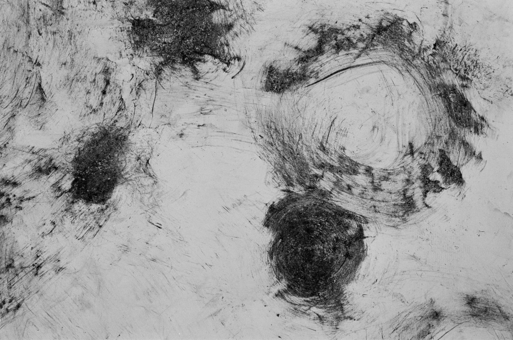 Residuals #4, Detail of the charcoal drawing from the planting performance, Community Garden at Schumacher College, Dartington on Sunday 2 June 2024.